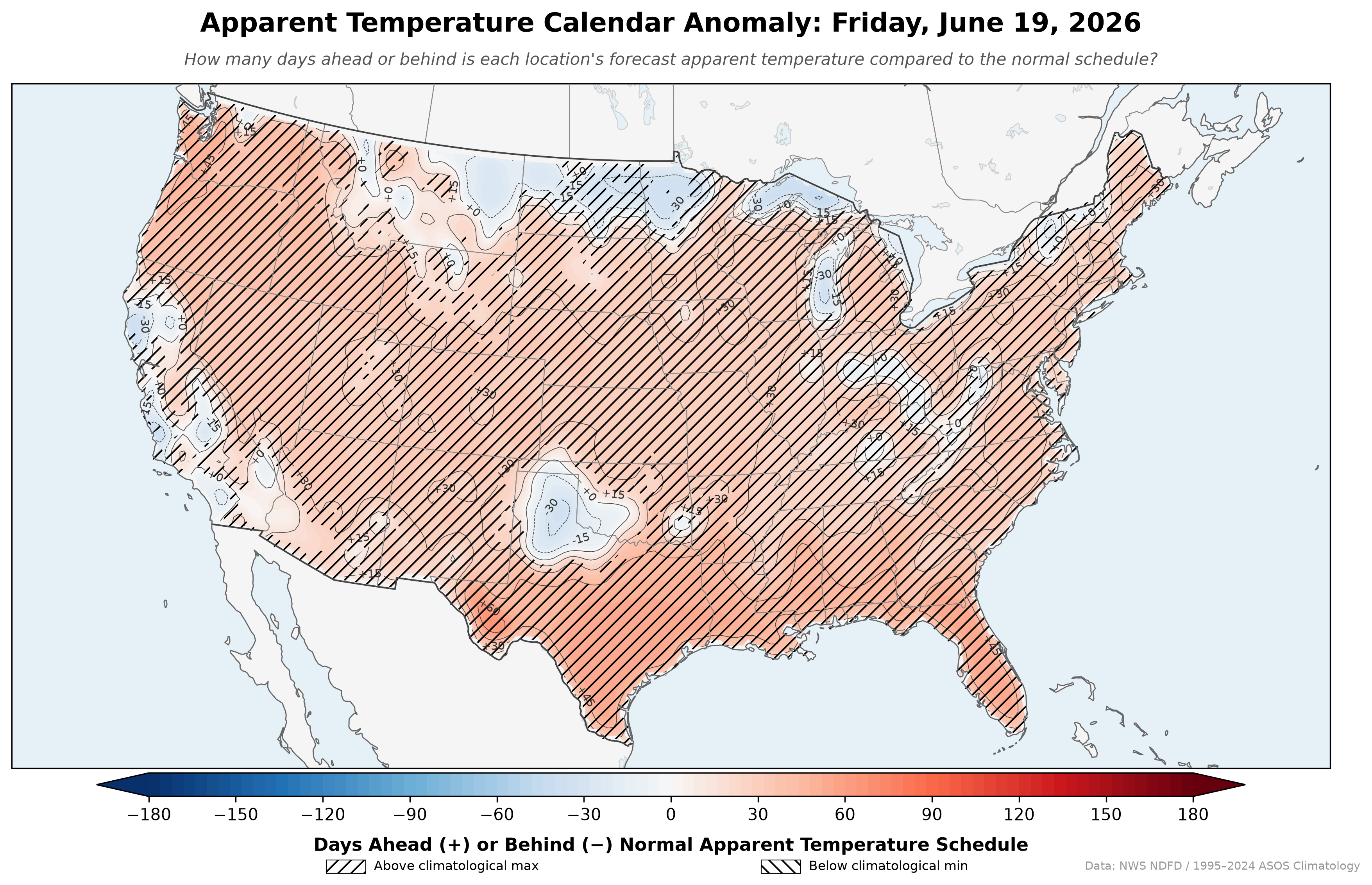Apparent Temperature Calendar Anomaly Map