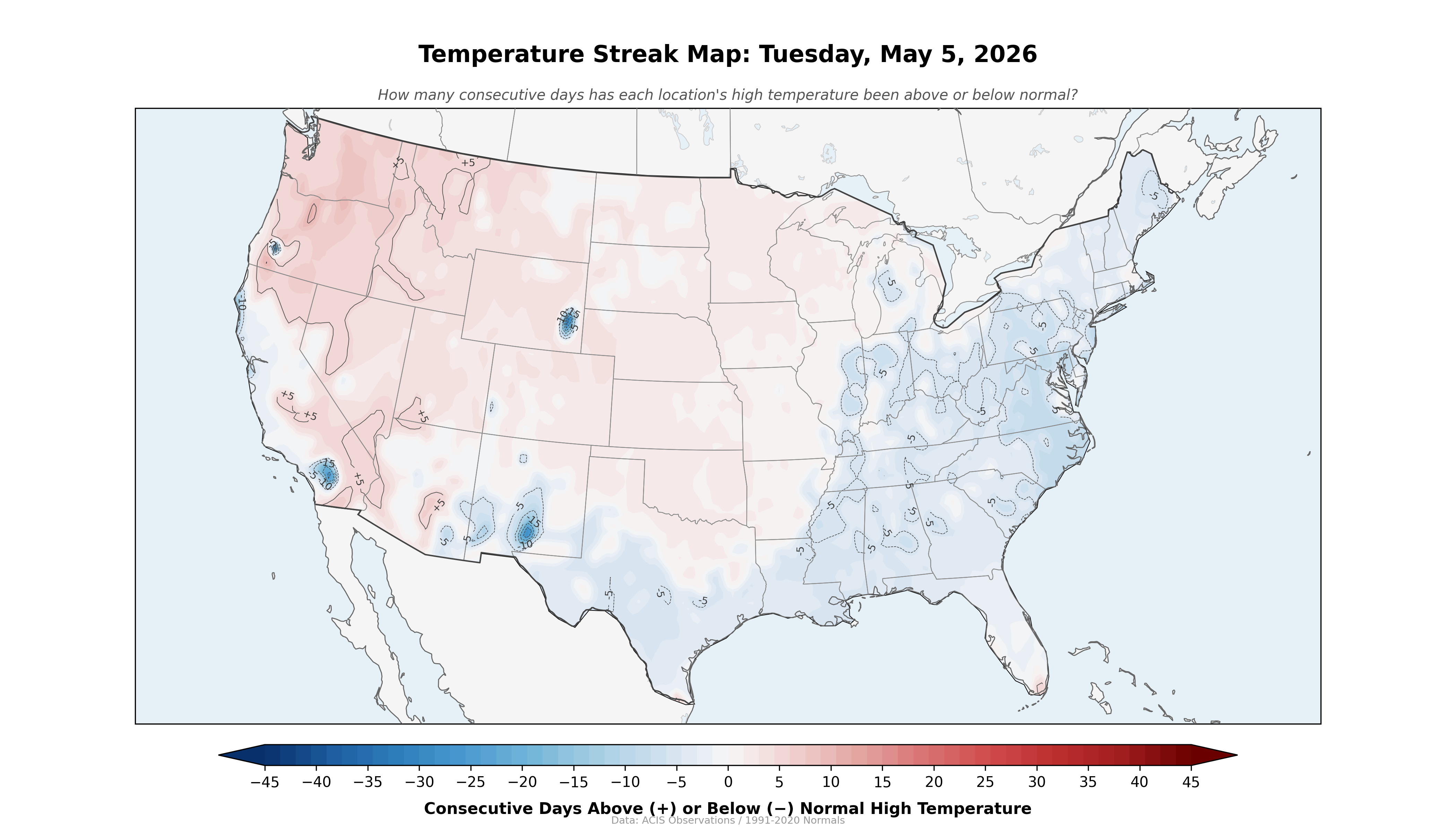 Temperature Streak Map