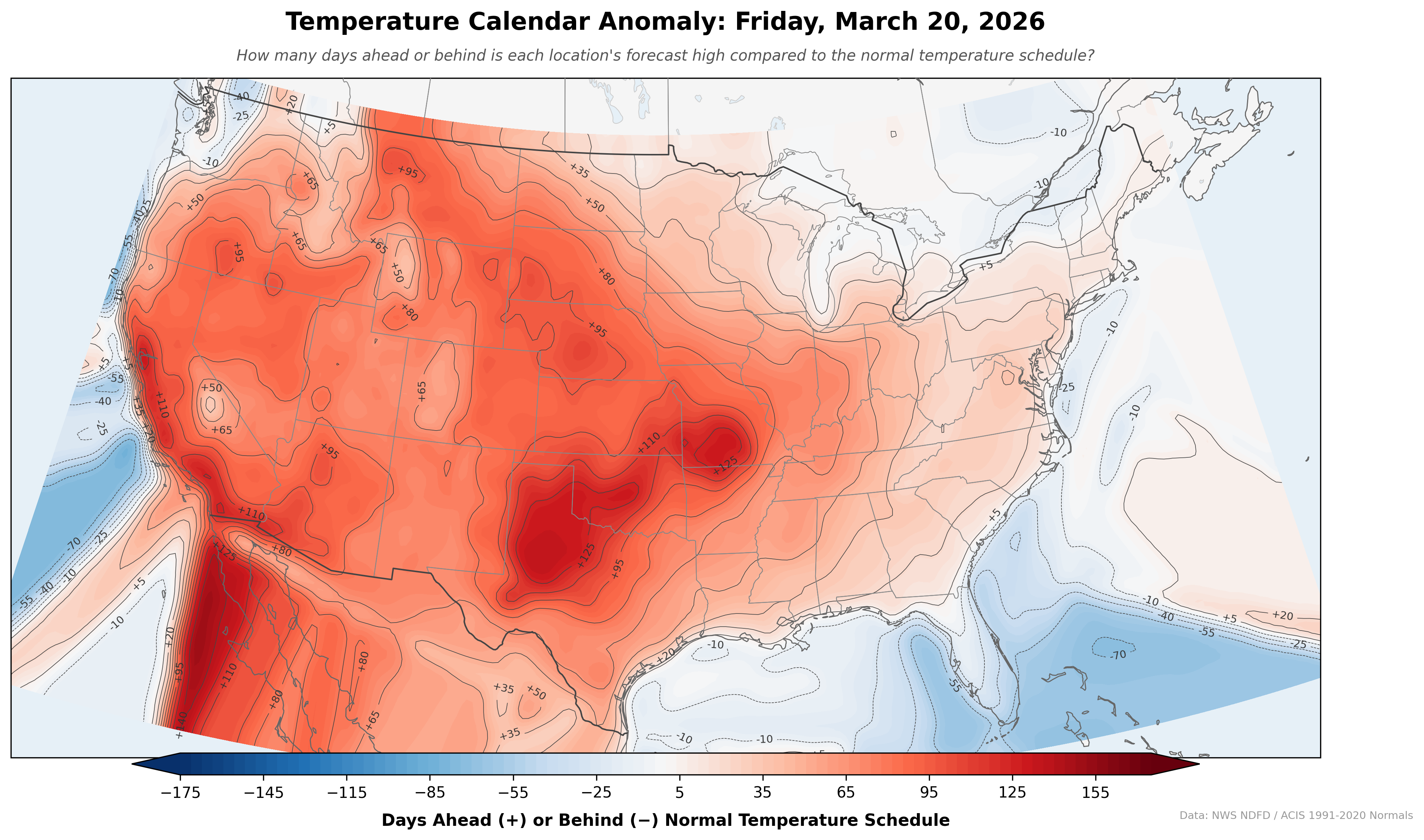 Temperature Calendar Anomaly Map